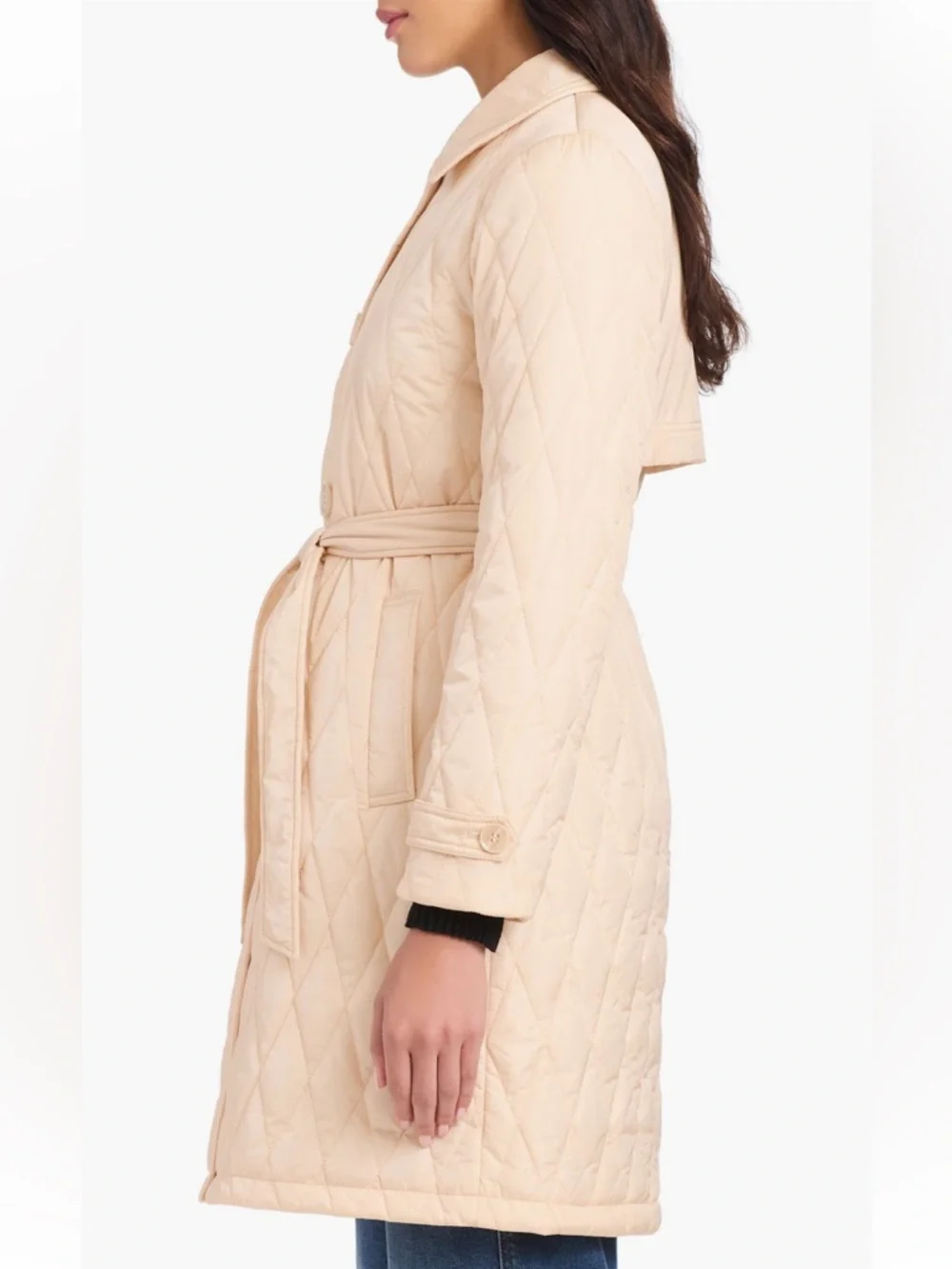 Kate Spade ♠️ Quilted Belted Jacket Puffer Coat - Sparkling Champagne NWT